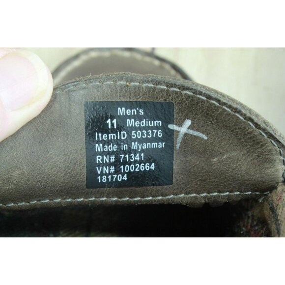 LL Bean Flannel Lined Moccasin Slippers Brown Leather Handsewn Size 11 M - Picture 8 of 9